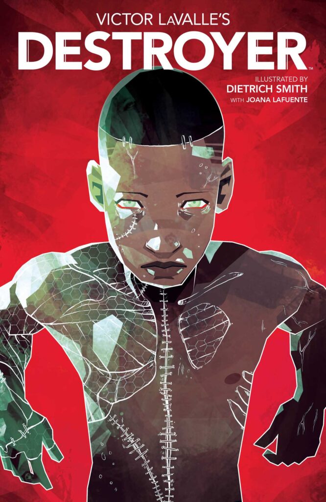 The cover of Destroyer shows a young Black boy covered in scars, looking up at the viewer