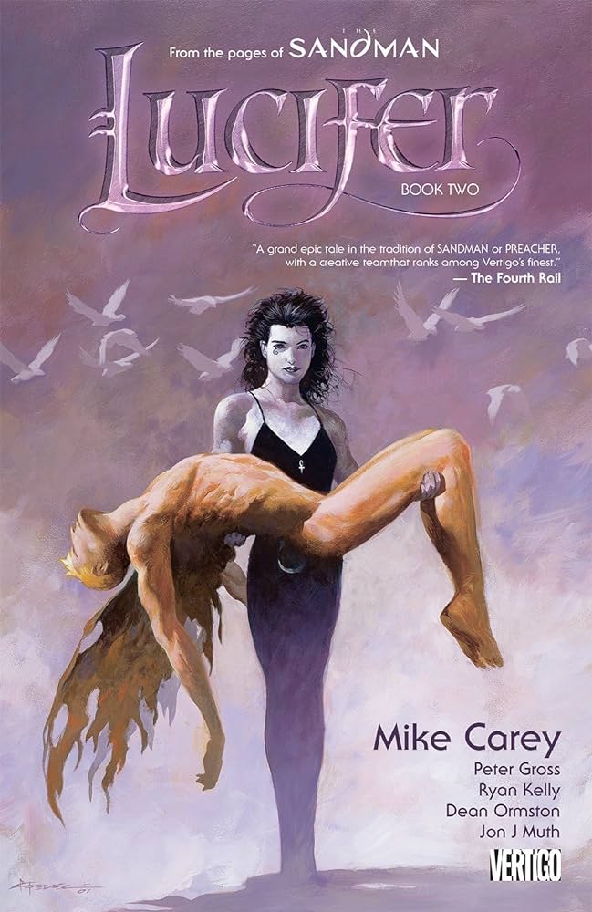 One of the endless holds the body of Lucifer on the cover of Lucifer